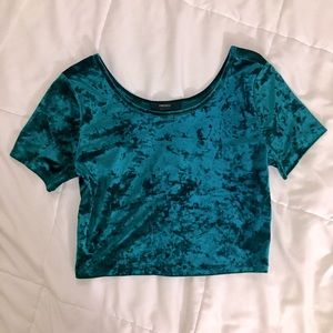 Forever 21 Crushed Teal Velvet Crop